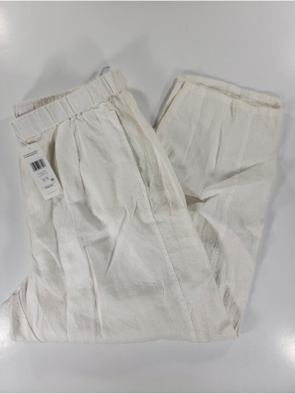NWT Eileen Fisher Womens XL Lantern Organic Linen Pants White Relaxed NEW Ankle